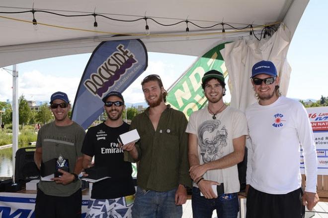 First place in the Corinthian Fleet and second place in the overall Land Rover Kelowna Melges 24 Canadian National Championship - Fraser McMillan and the Wet Coast Sailing Team (from the left) Fraser McMillan, Harry Miller, Kieran Horsburgh, Keegan Moynihan and Aidan Koster on Sunnyvale CAN151 from Brentwood Bay, Canada © Jim Hall